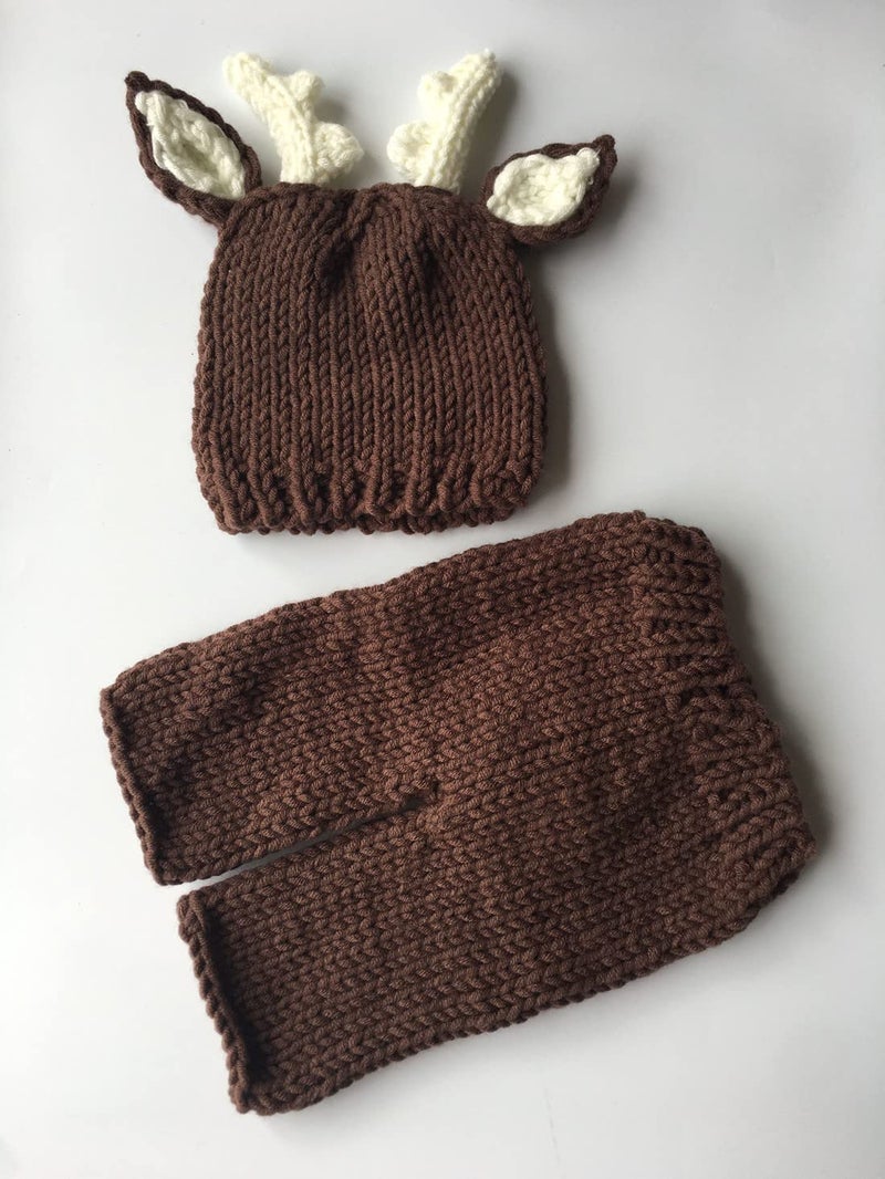 PinboÂ® Newborn Baby Photography Prop Crochet Knitted Deer Hat Pants - Image 3